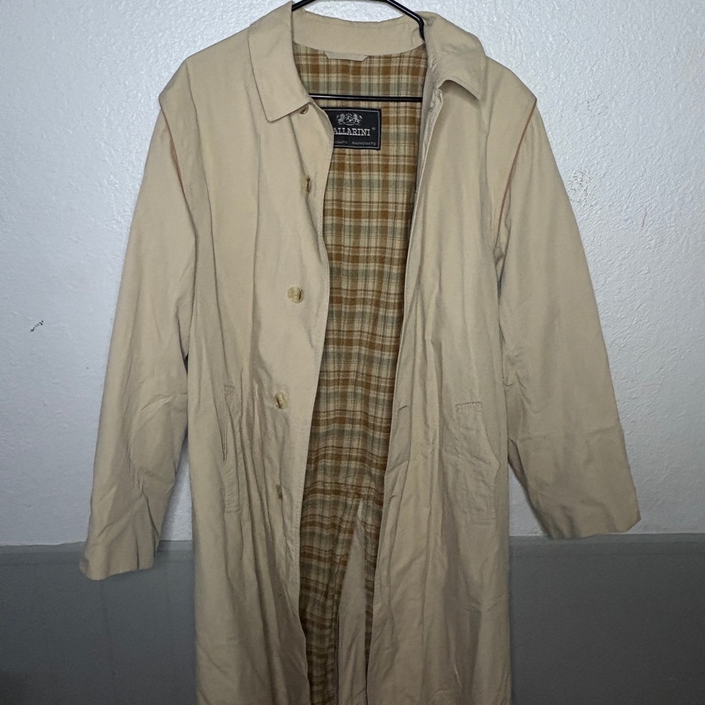 Ballarini Beige Trench Coat with Plaid Lining | Classic Overcoat Raincoat